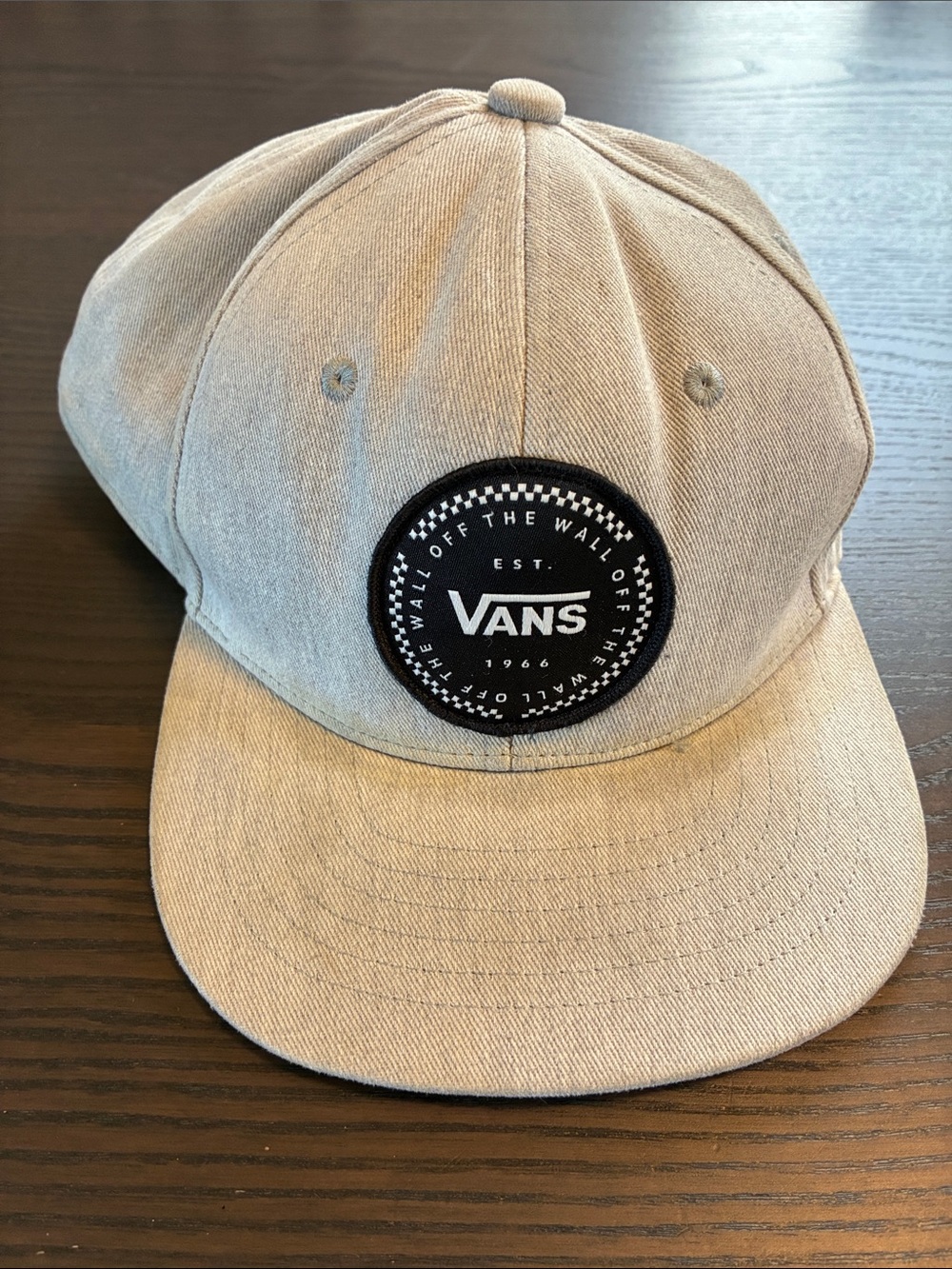 Vans Youth Gray Canvas Snapback with Black Round Logo Patch